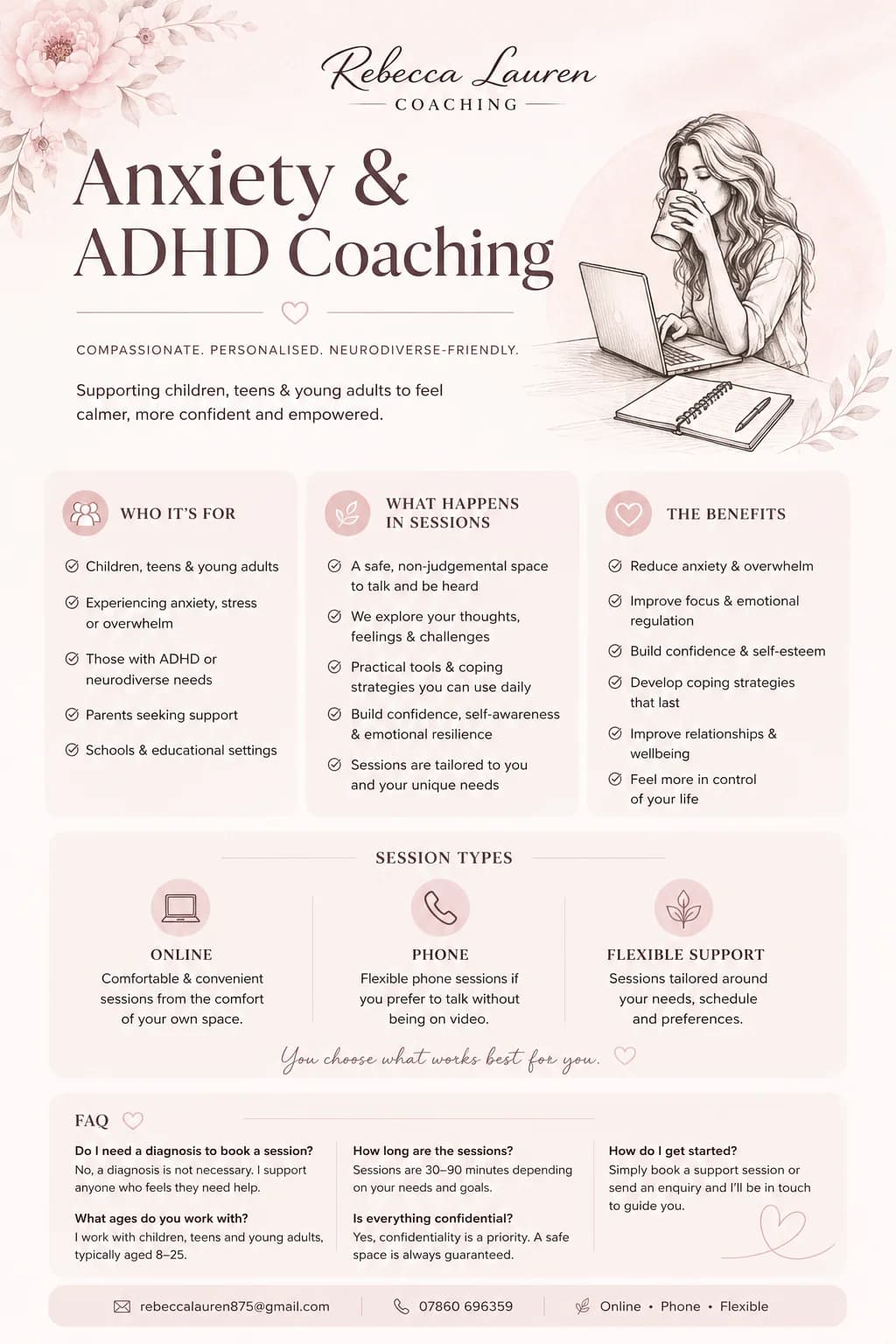 Illustration representing calm online coaching support