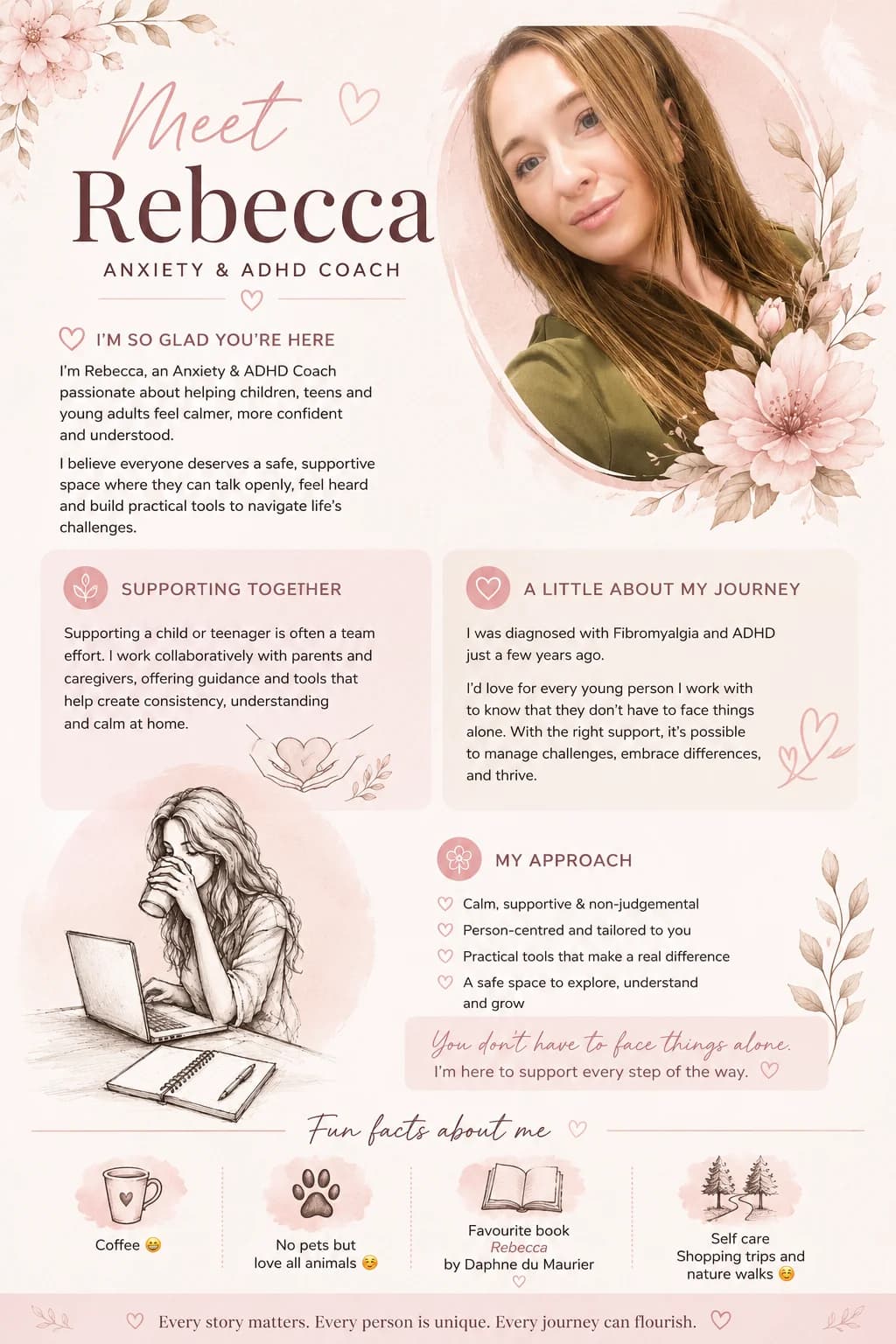 Portrait of Rebecca with soft floral details